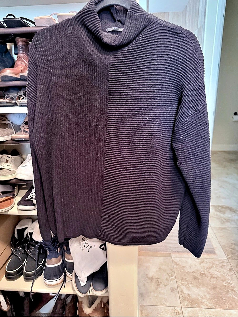 Alfani Ribbed Cowl Neck Sweater in Purple